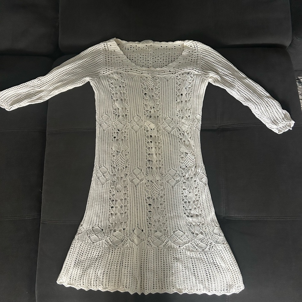 Elegant White Crochet Dress